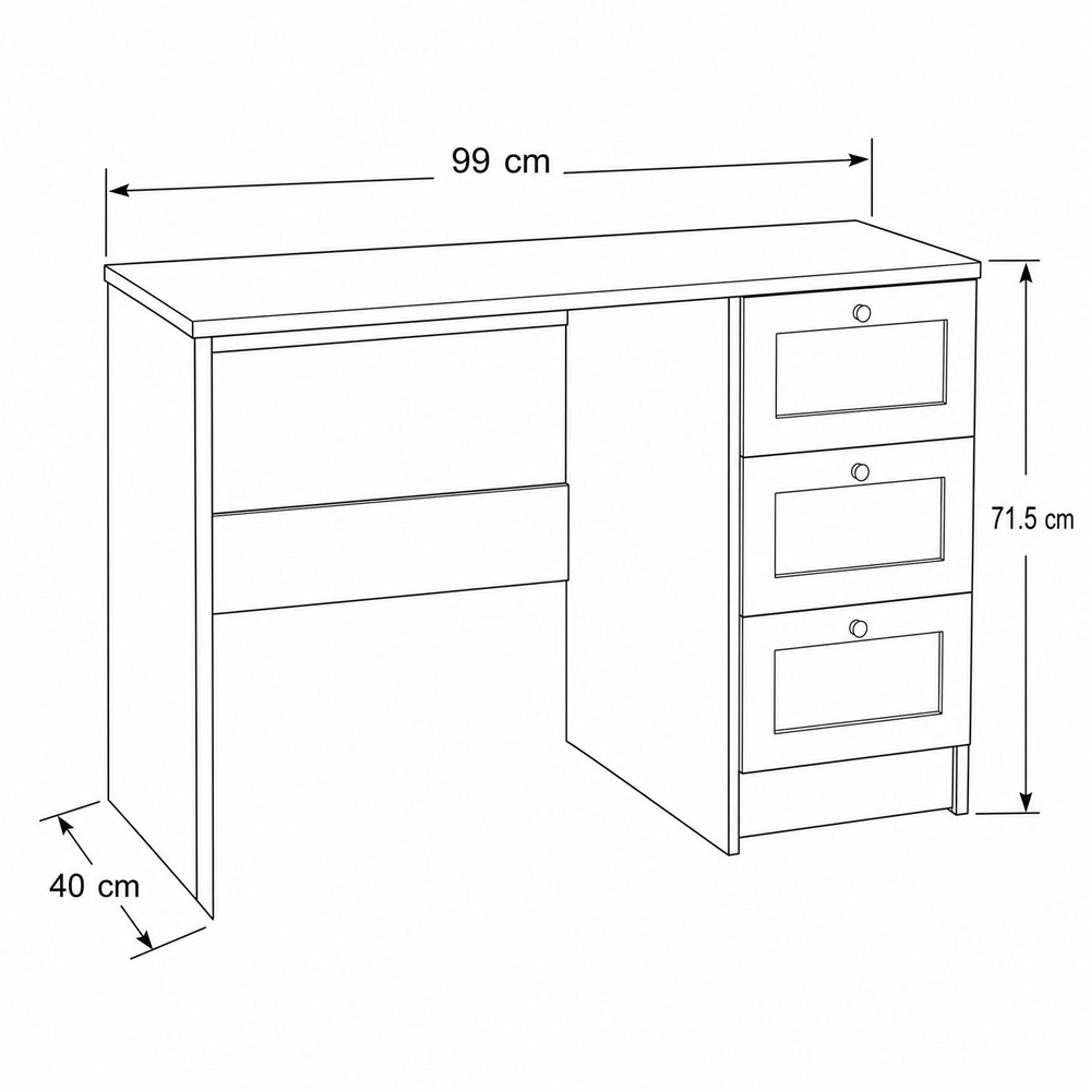 FWStyle Artus 3 Drawer Grey Vanity Dressing Table Image 9