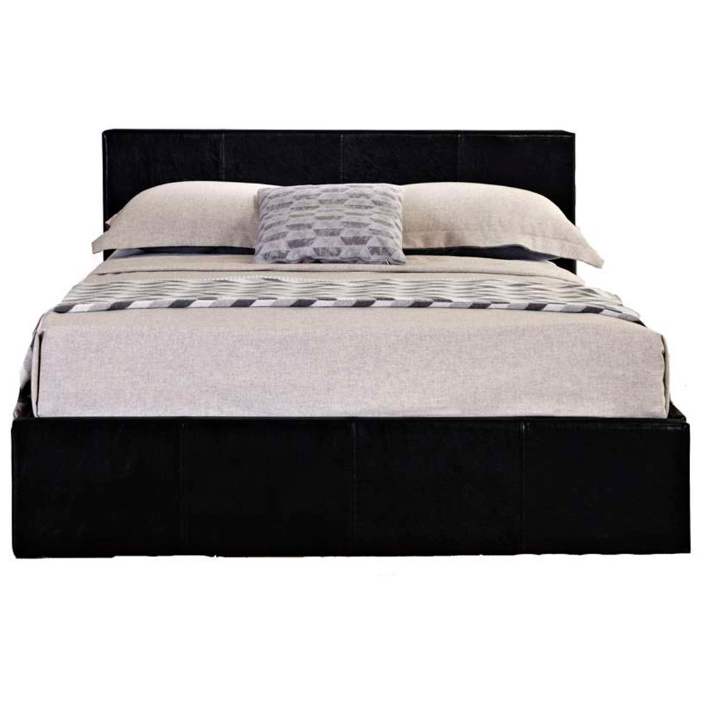 Berlin Small Double Black Faux Leather Ottoman Bed Image 2