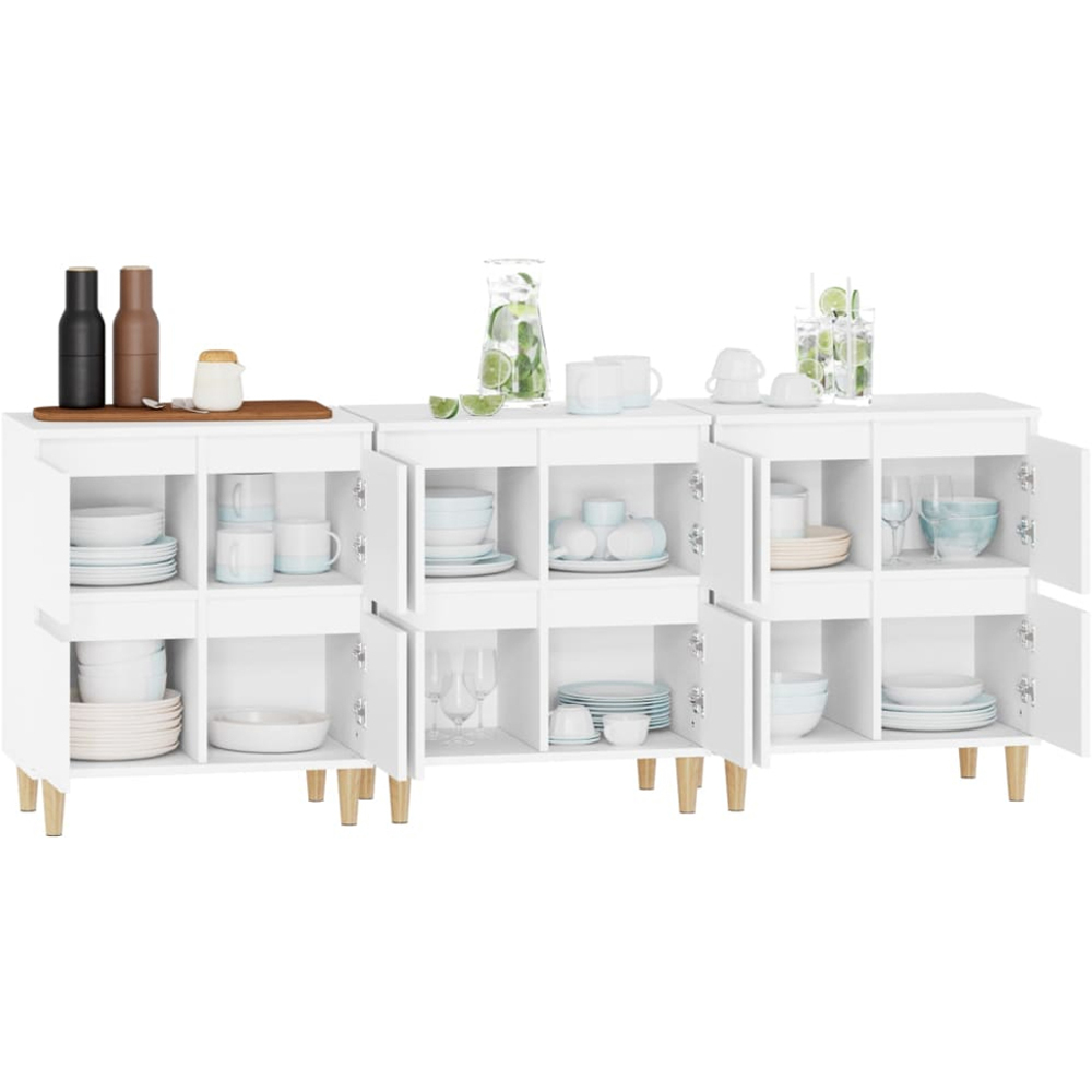 vidaXL 4 Door White Sideboard 3 Piece Image 4