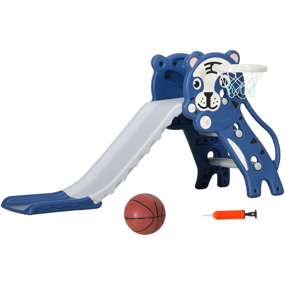 AIYAPLAY Blue Kids Slide with Basketball Hoop Image 1