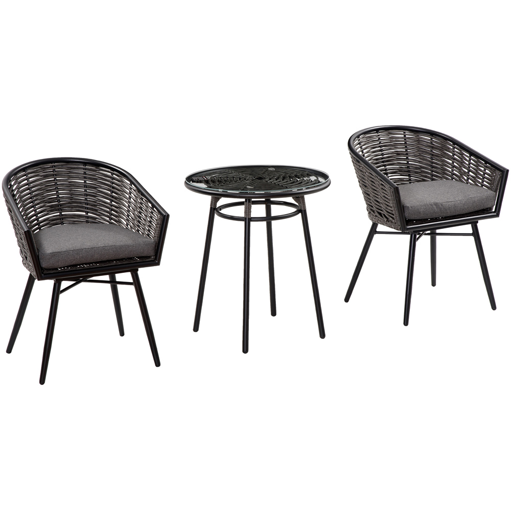 Outsunny 2 Seater Grey Rattan Bistro Set Image 2