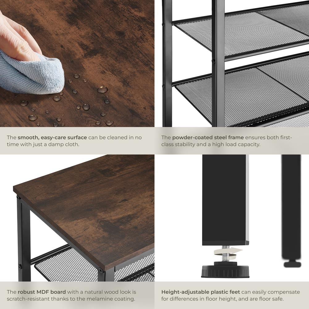 tectake Portsmouth 3 Grid Dark Wood Shelf Shoe Rack Image 5