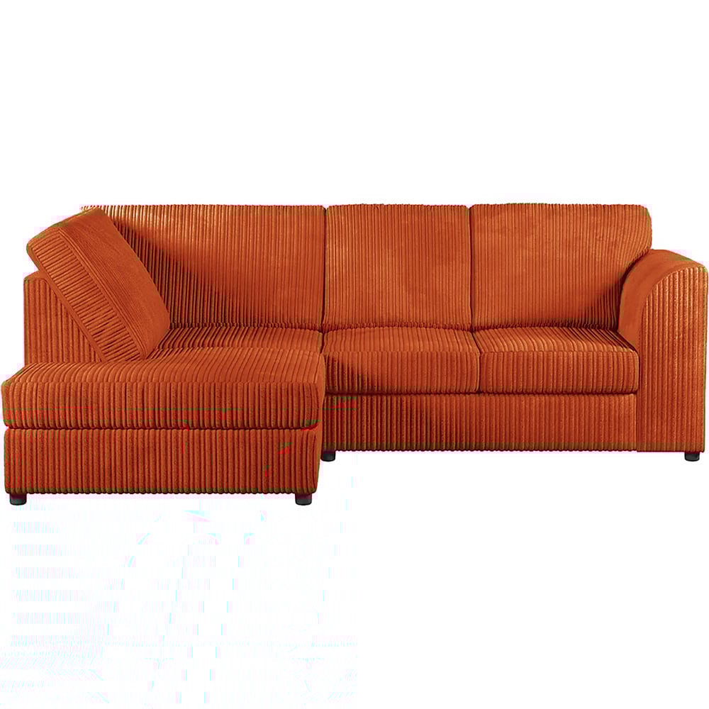 Luxor 4 Seater Orange Jumbo Cord Full Back Left Hand L Shape Corner Sofa Image 2