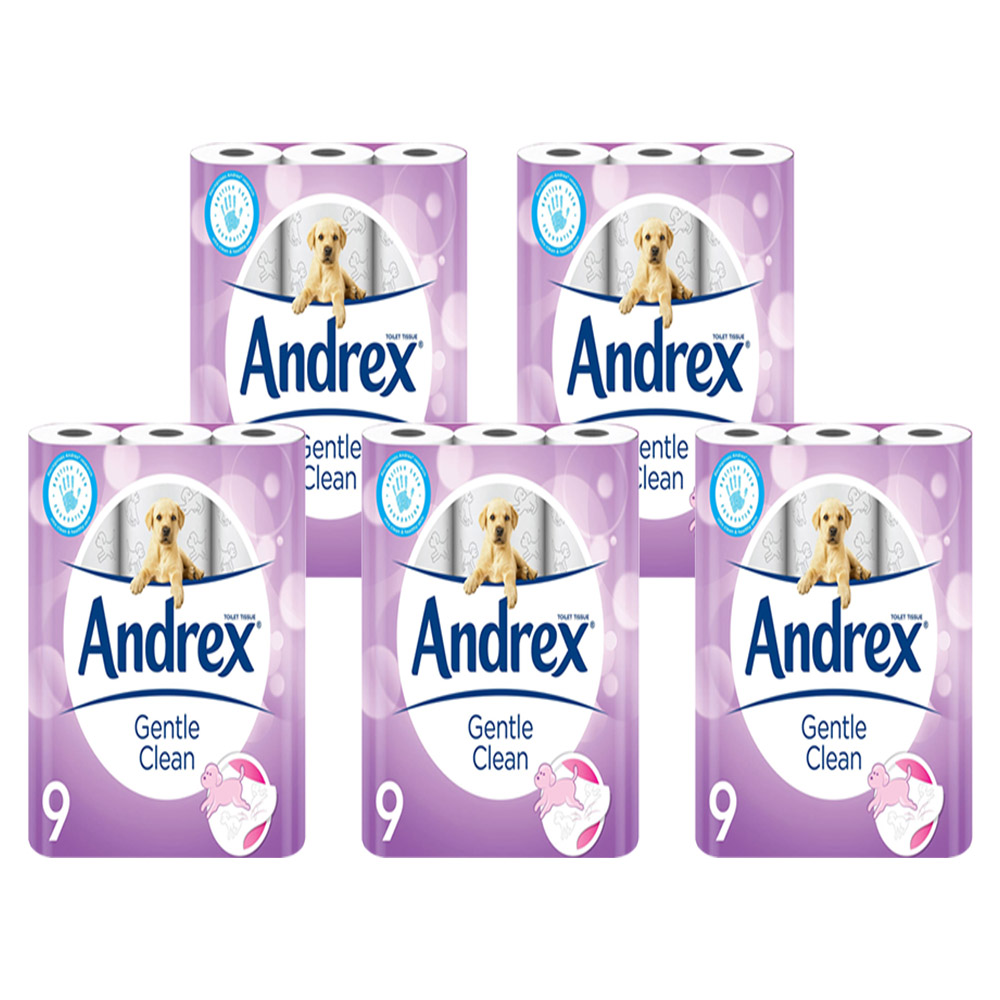 Andrex Gentle Clean Toilet Tissue Case of 5 x 9 Rolls Image 1