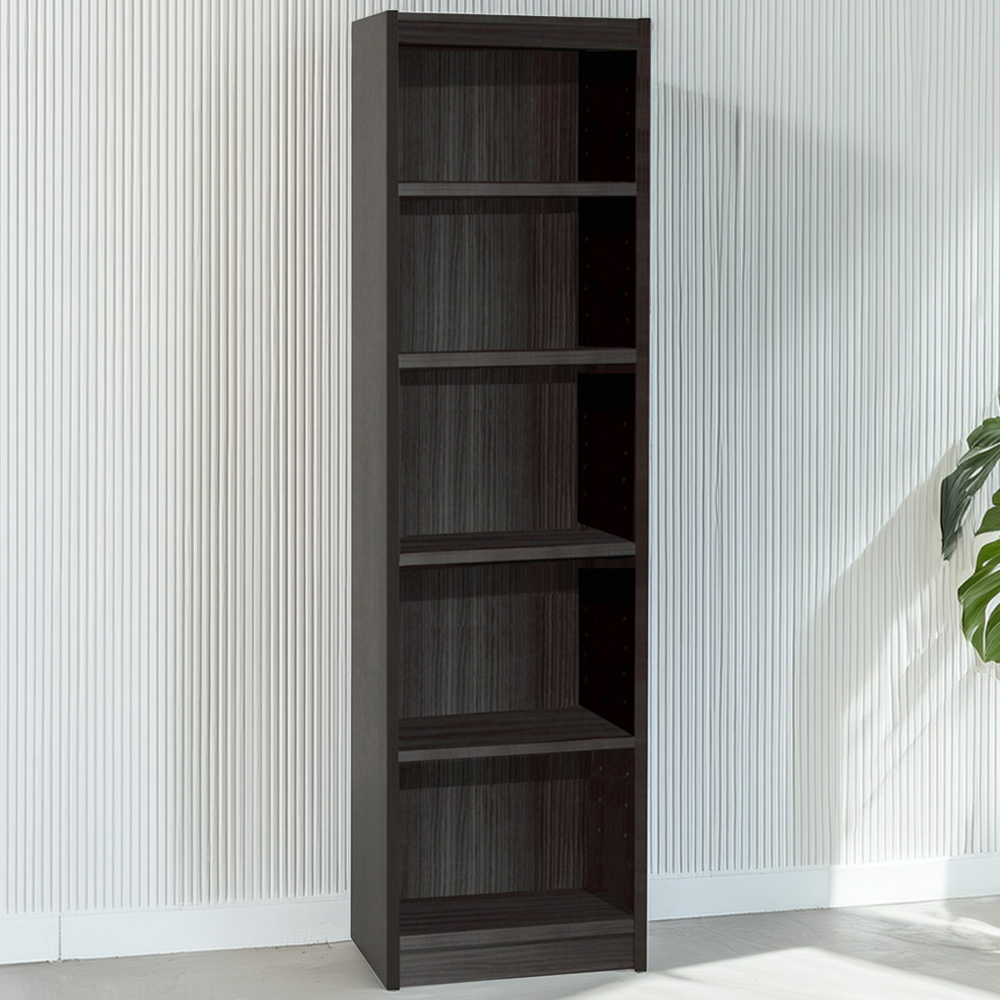 R White Cabinets 5 Shelf Black Tall Bookcase Image 1
