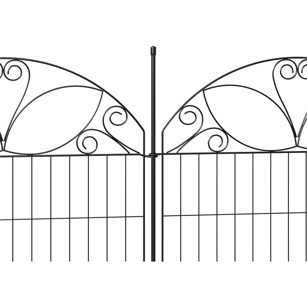 Living and Home Scroll Design 2.3 x 3.3ft 10 Panel Metal Garden Fence with Gate Image 4