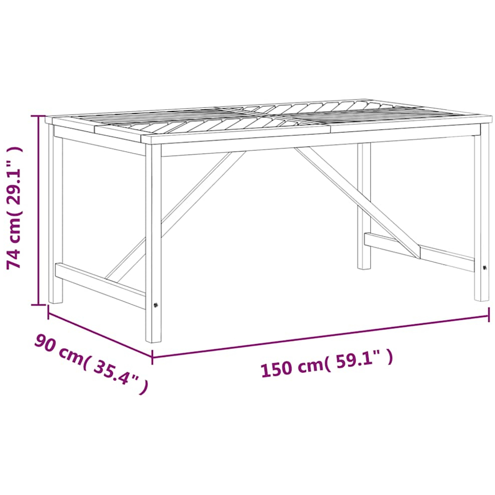 vidaXL 6 Seater Brown Wooden Garden Dining Table Image 7
