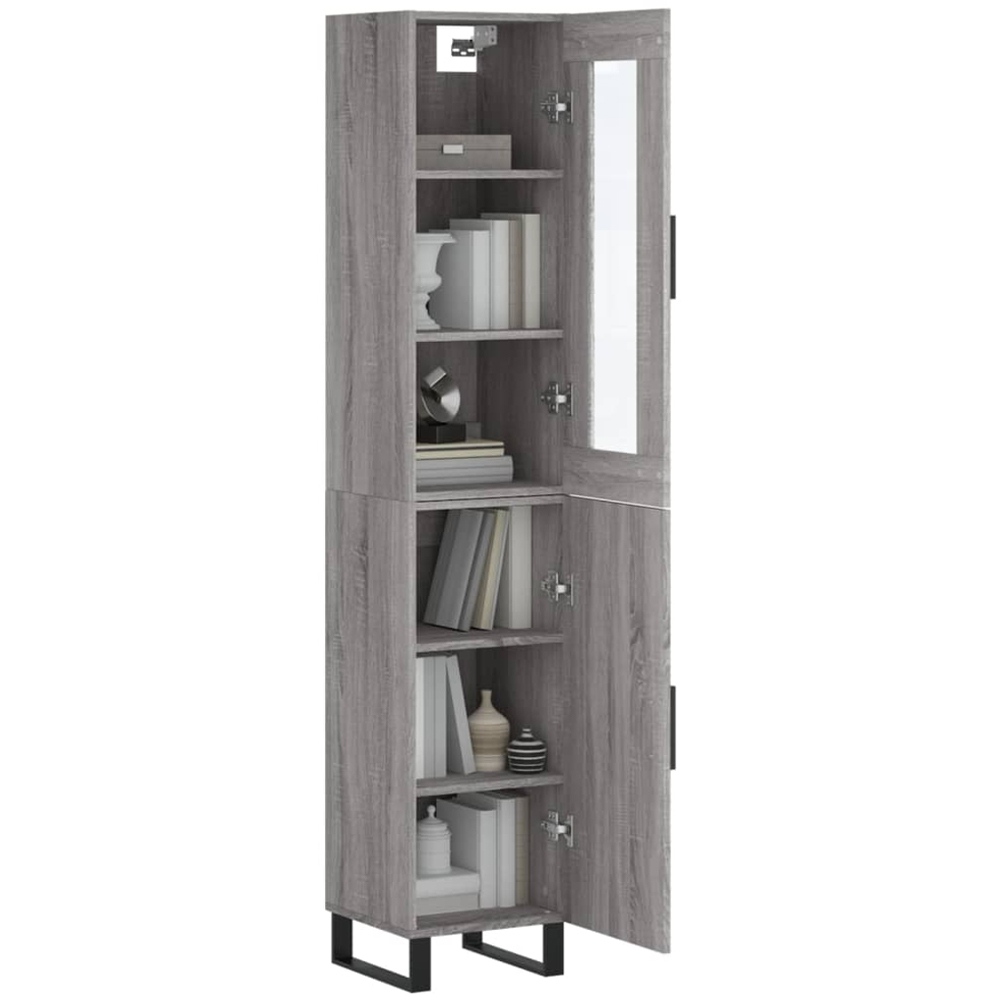vidaXL 2 Door Concrete Grey Tall Highboard with Metal Legs Image 3