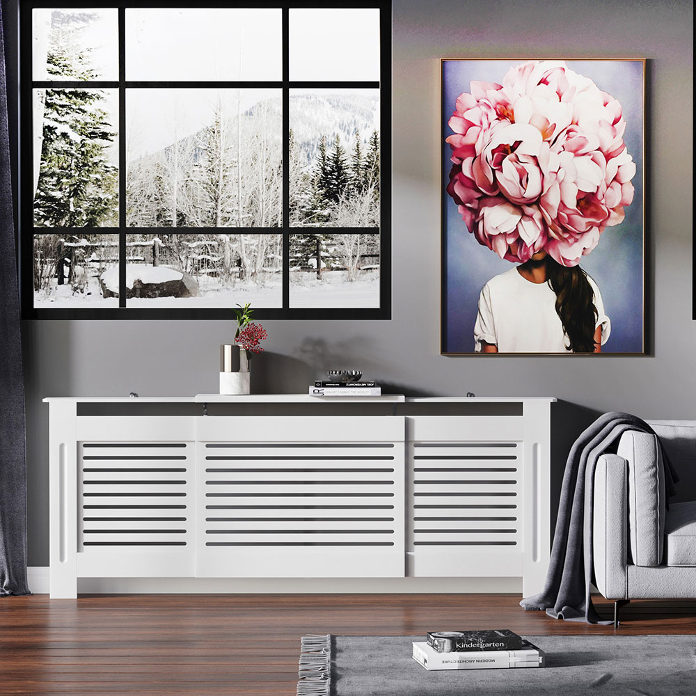 Portland MDF White Radiator Cover Extendable Image 5
