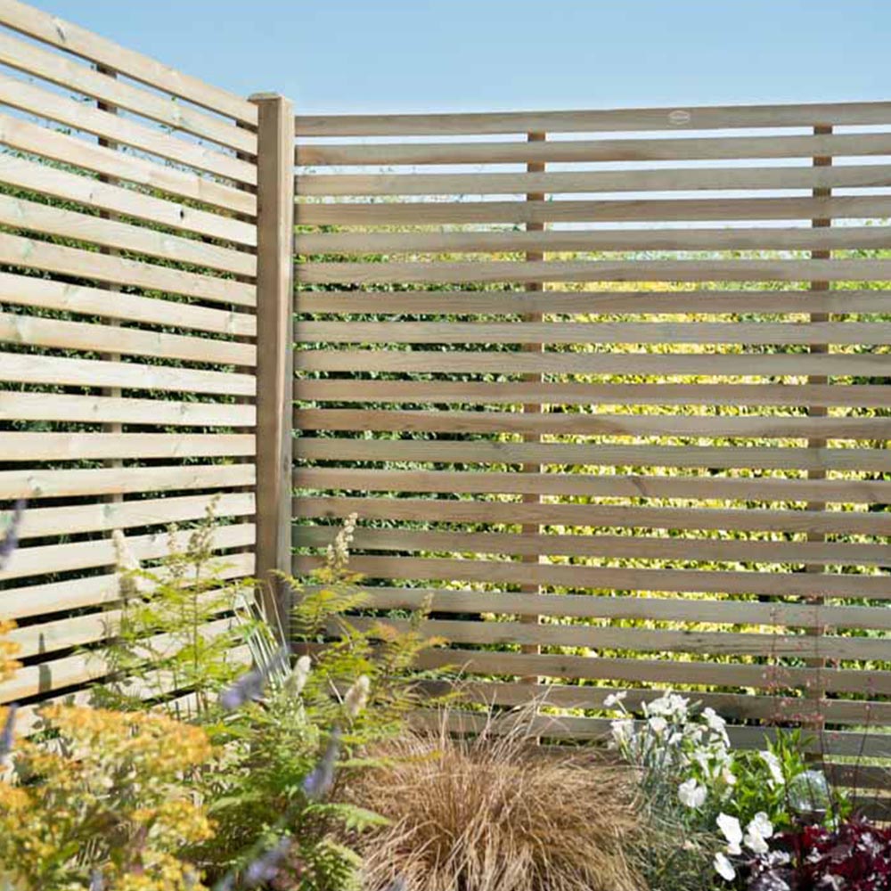 Forest Garden 6 x 6ft Pressure Treated Slatted Fence Panel Image 1