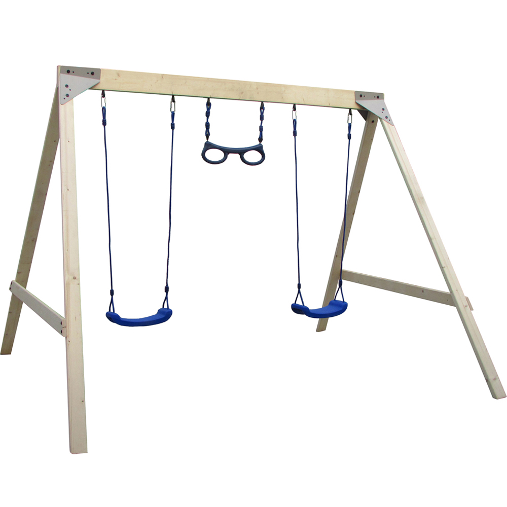 Sportspower Kids Wooden Double Swing and Monkey Bar Set Image 1