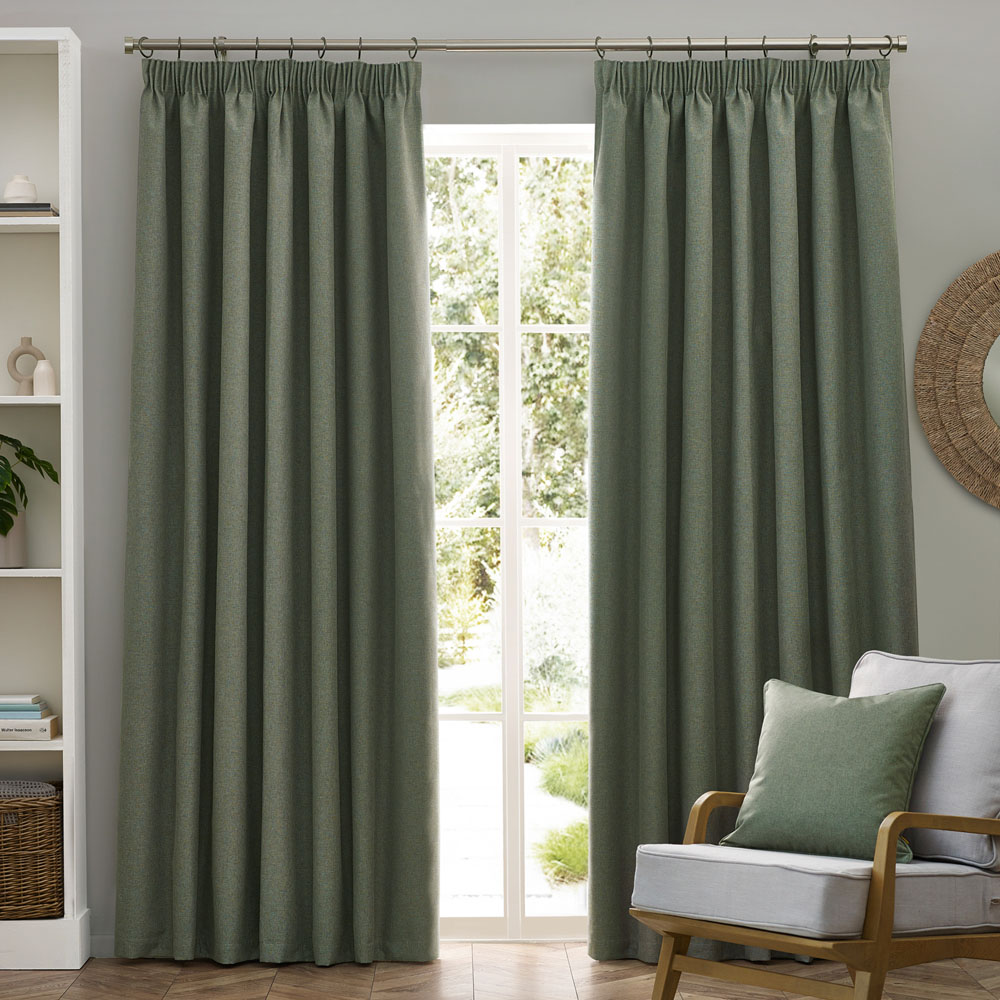 furn. Dawn Eucalyptus Blackout Pencil Pleat Curtains 117 x 183cm Image 6