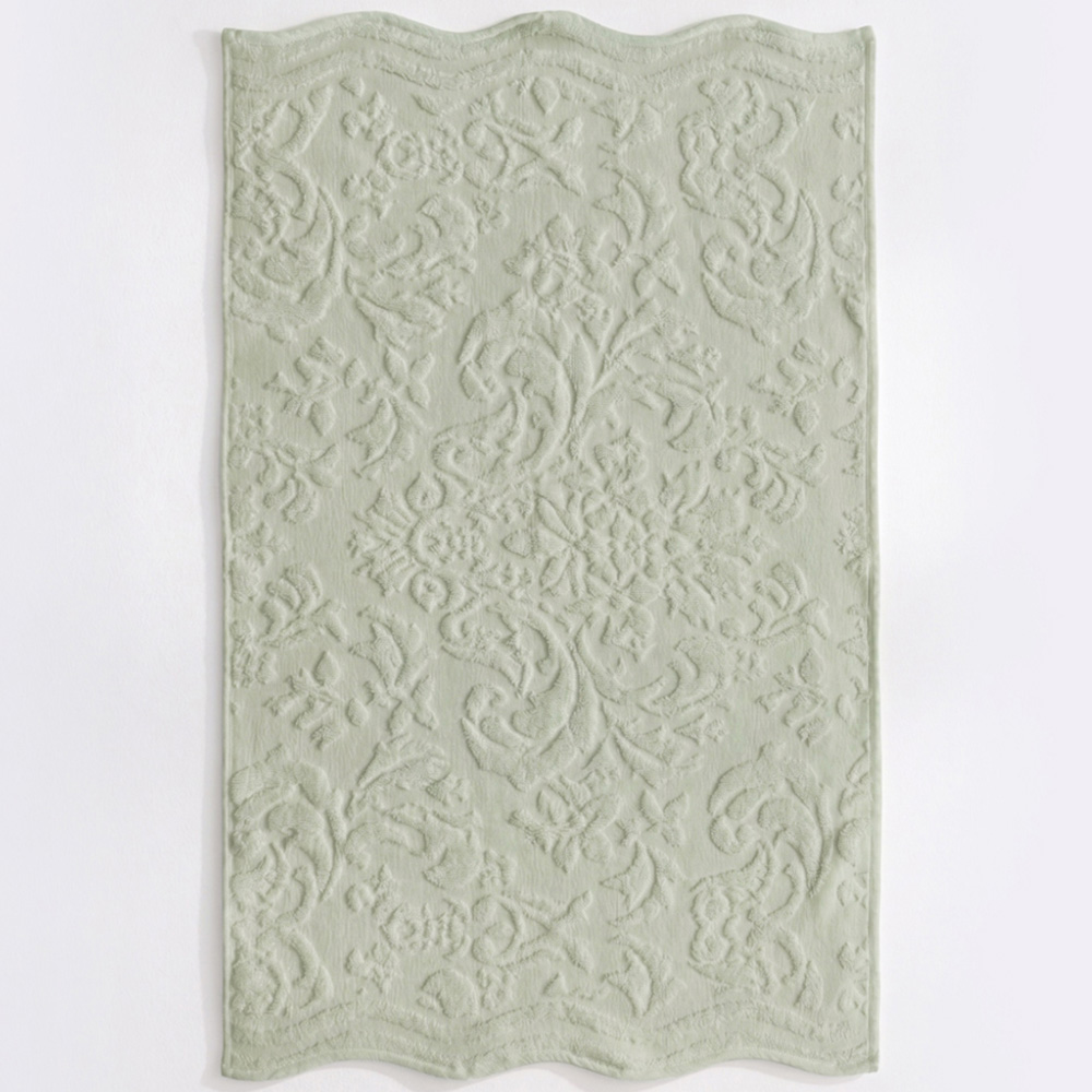 Allure Bath Fashions Gracie Sage Green Floral Jacquard Scalloped Hand Towel 50 x 85cm 2 Pack Image 3