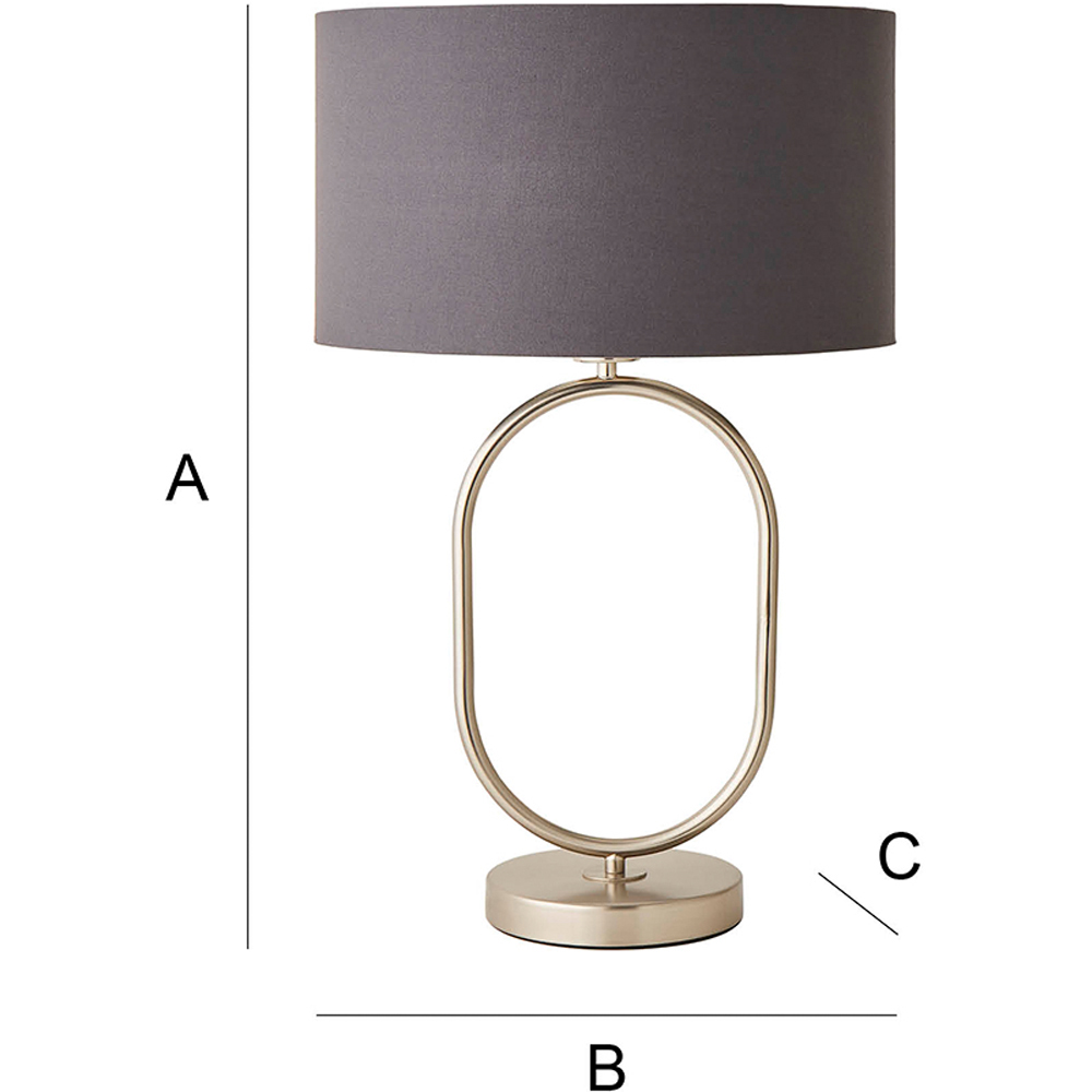 ValueLights Antonia Charcoal Fabric Drum Lamp Shade Brushed Chrome Oval LED Table Lamp Image 7