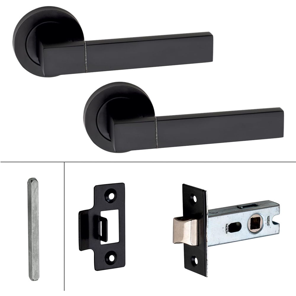 Golden Grace Matt Black Capri Door Handle Set 4 Pack Image 3