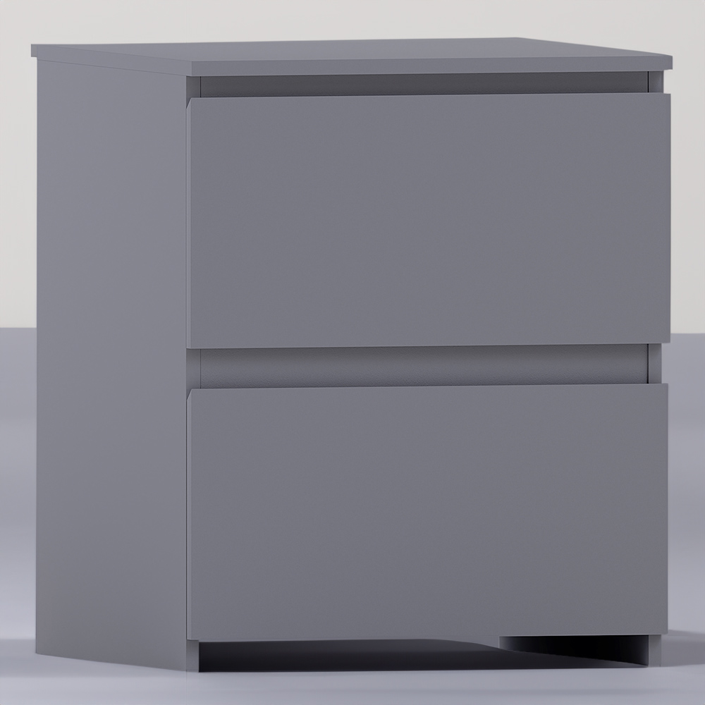 Vida Designs Denver 2 Drawer Grey Bedside Table Image 1