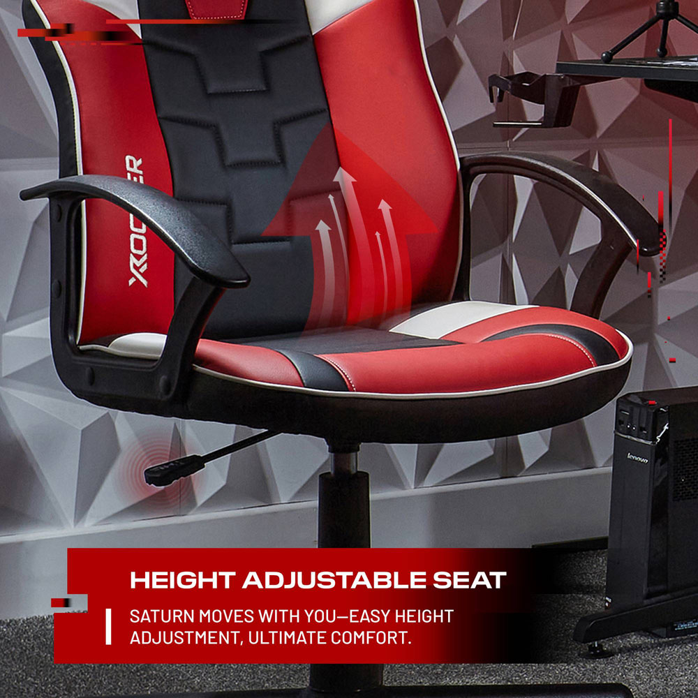 X Rocker Saturn Black and Red Mid-Back Wheeled Esport Gaming Chair Image 6