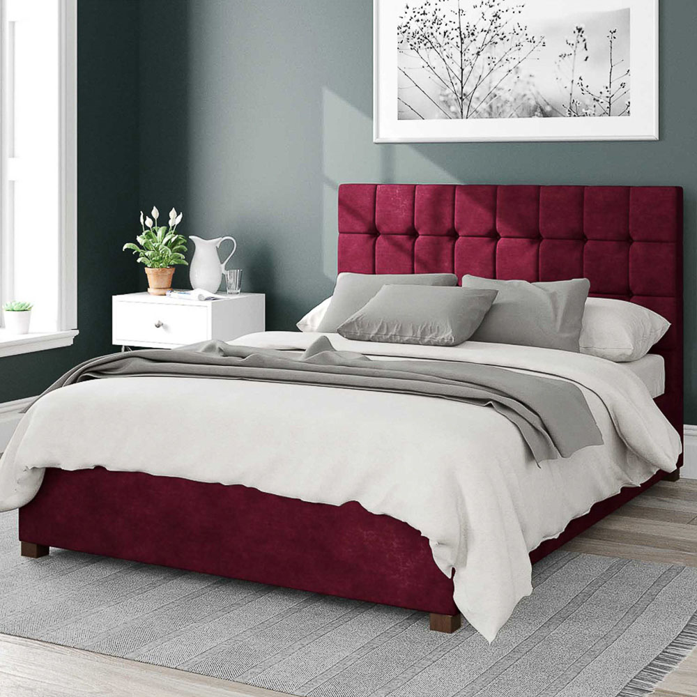 Aspire Sinatra King Size Bordeaux Kimiyo Linen Ottoman Bed Image 1
