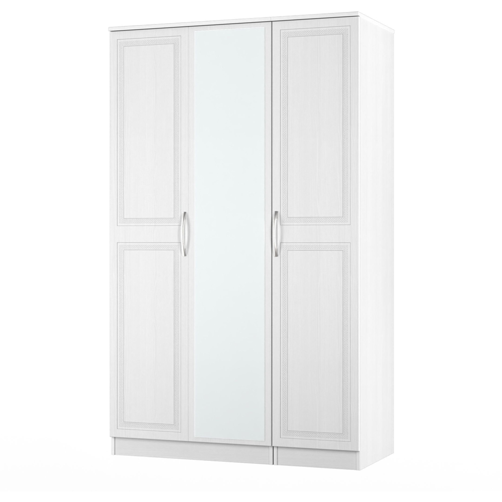 Crowndale Dorset 3 Door Signature White Mirrored Wardrobe Ready Assembled Image 4