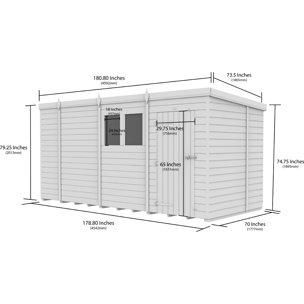 DIY Sheds 15 x 6ft Tongue and Groove Timber Pent Garden Shed Image 9