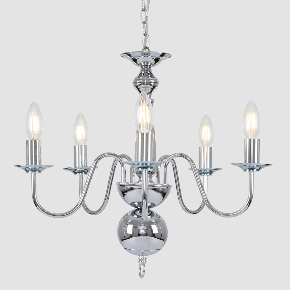ValueLights Gothica Flemish Style Chrome 5 Way Ceiling Chandelier Light Image 5