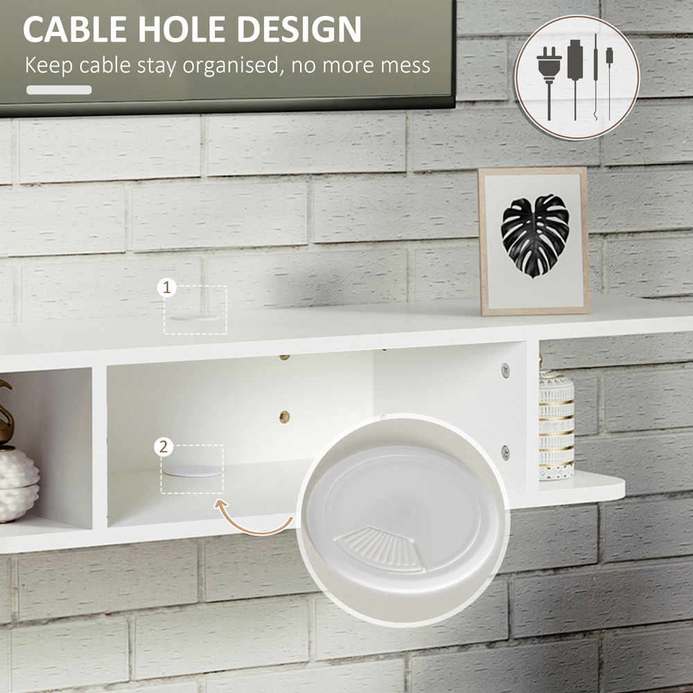 Portland White Wall Mounted Floating TV Unit Image 4