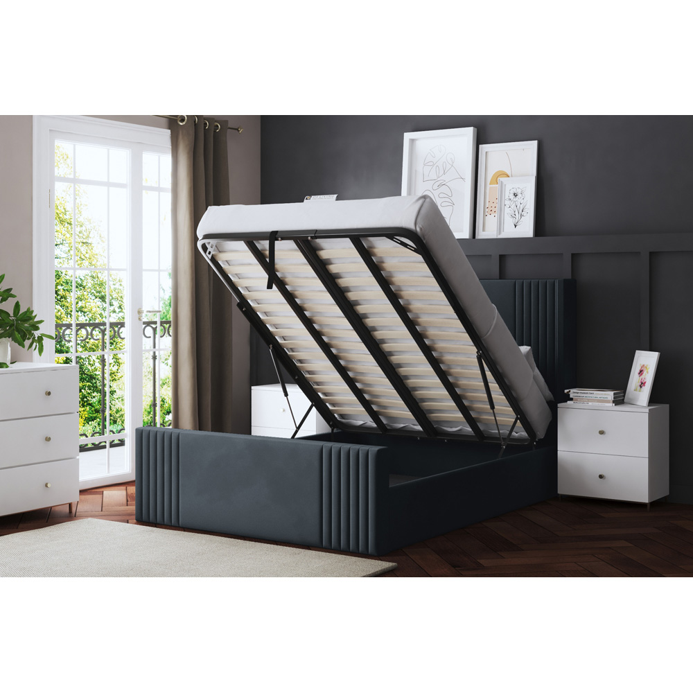 DS Living Elara Small Double Steel Winged Panel Ottoman Bed with Headboard Image 5