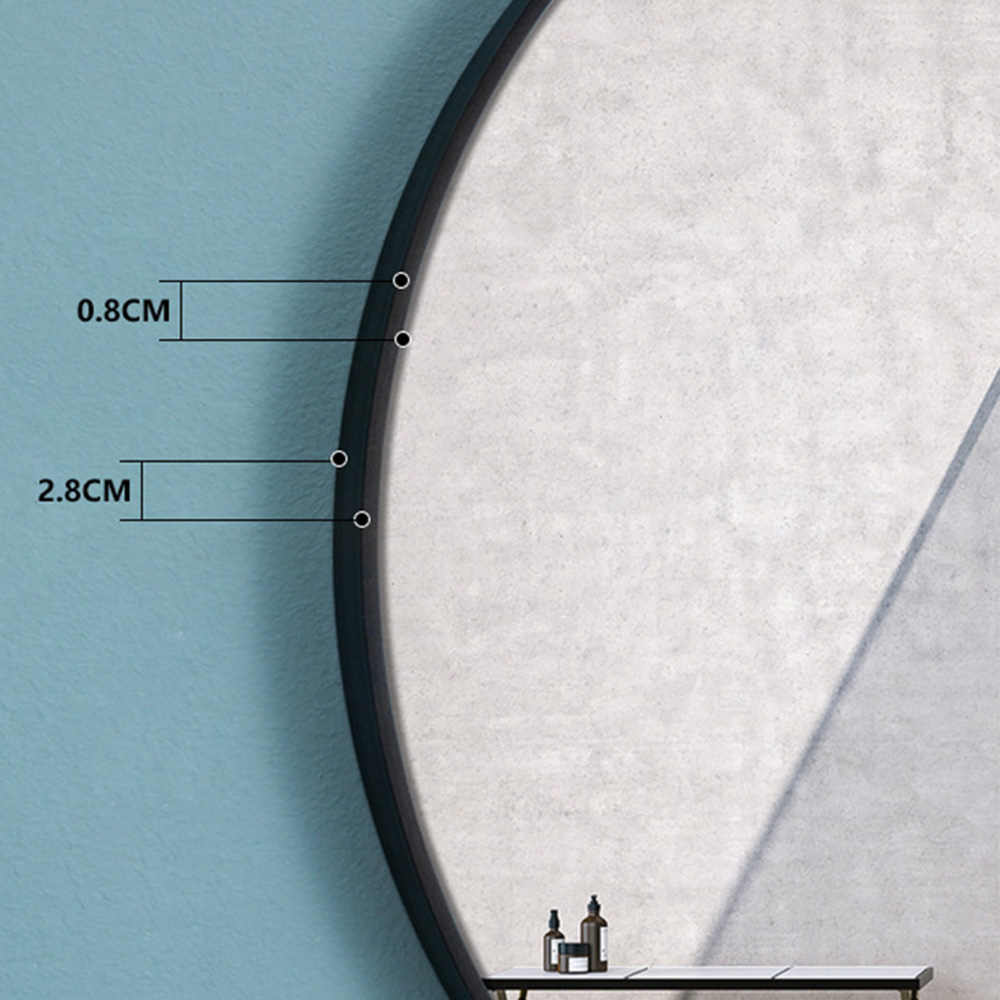 Living And Home CD0238 Black Metal Frame Nordic Wall Mounted Bathroom Mirror 60cm Image 6