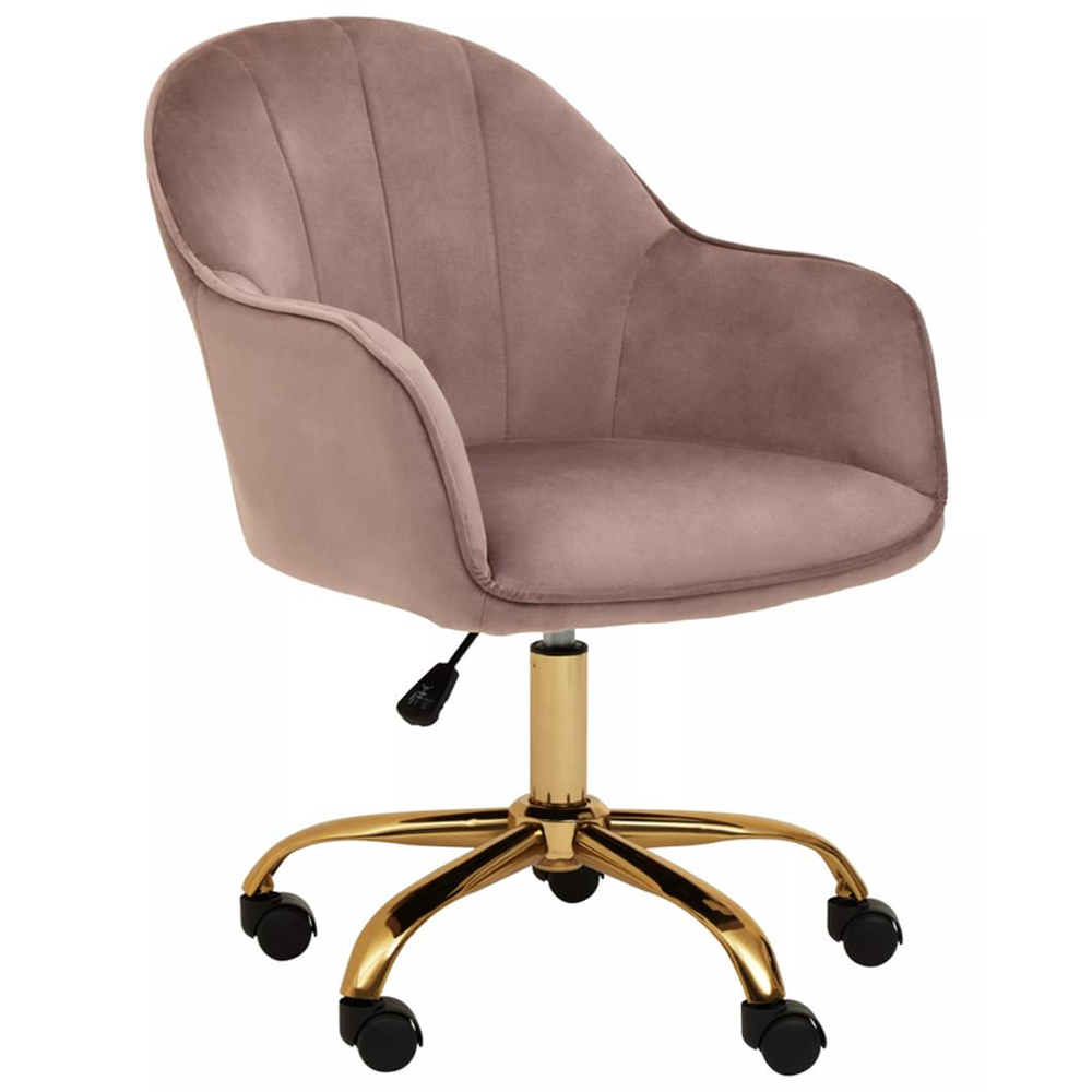 Interiors by Premier Brent Pink and Gold Swivel Home Office Chair Image 2