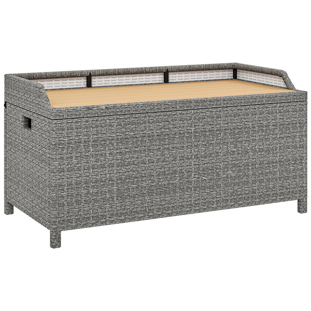 Outsunny 2 Seater Grey Rattan Aluminium Frame Outdoor Storage Bench 130L Image 2