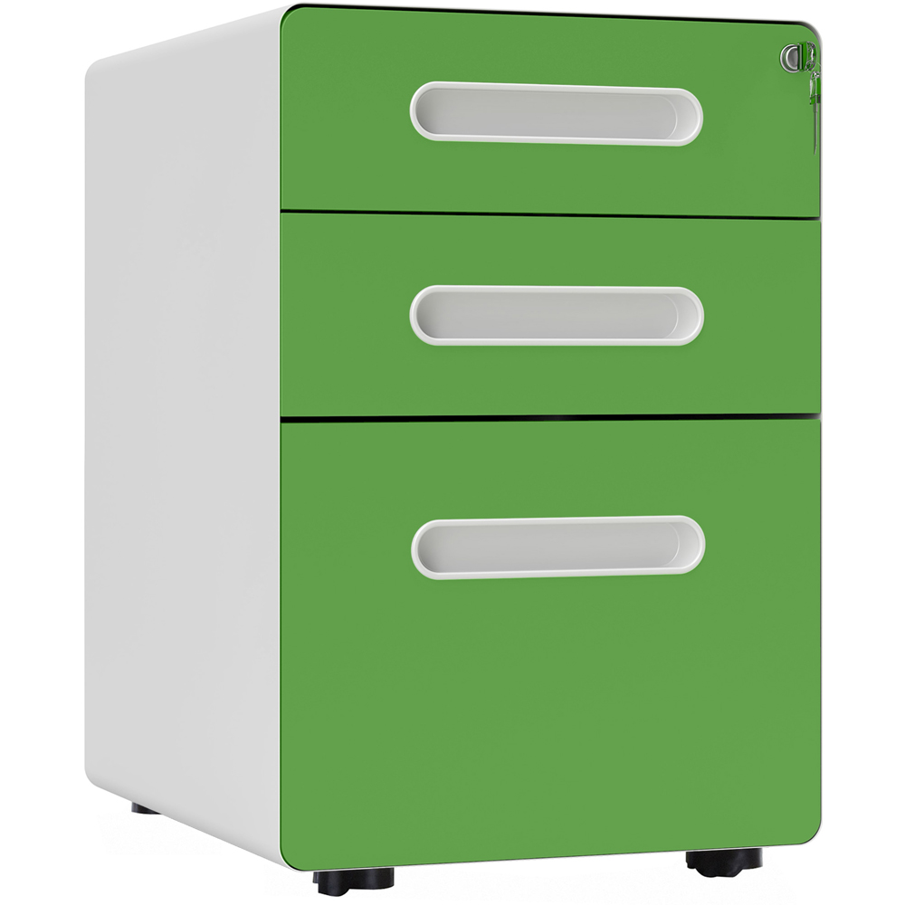 Portland 3 Drawer Green File Storage Cabinet Image 2