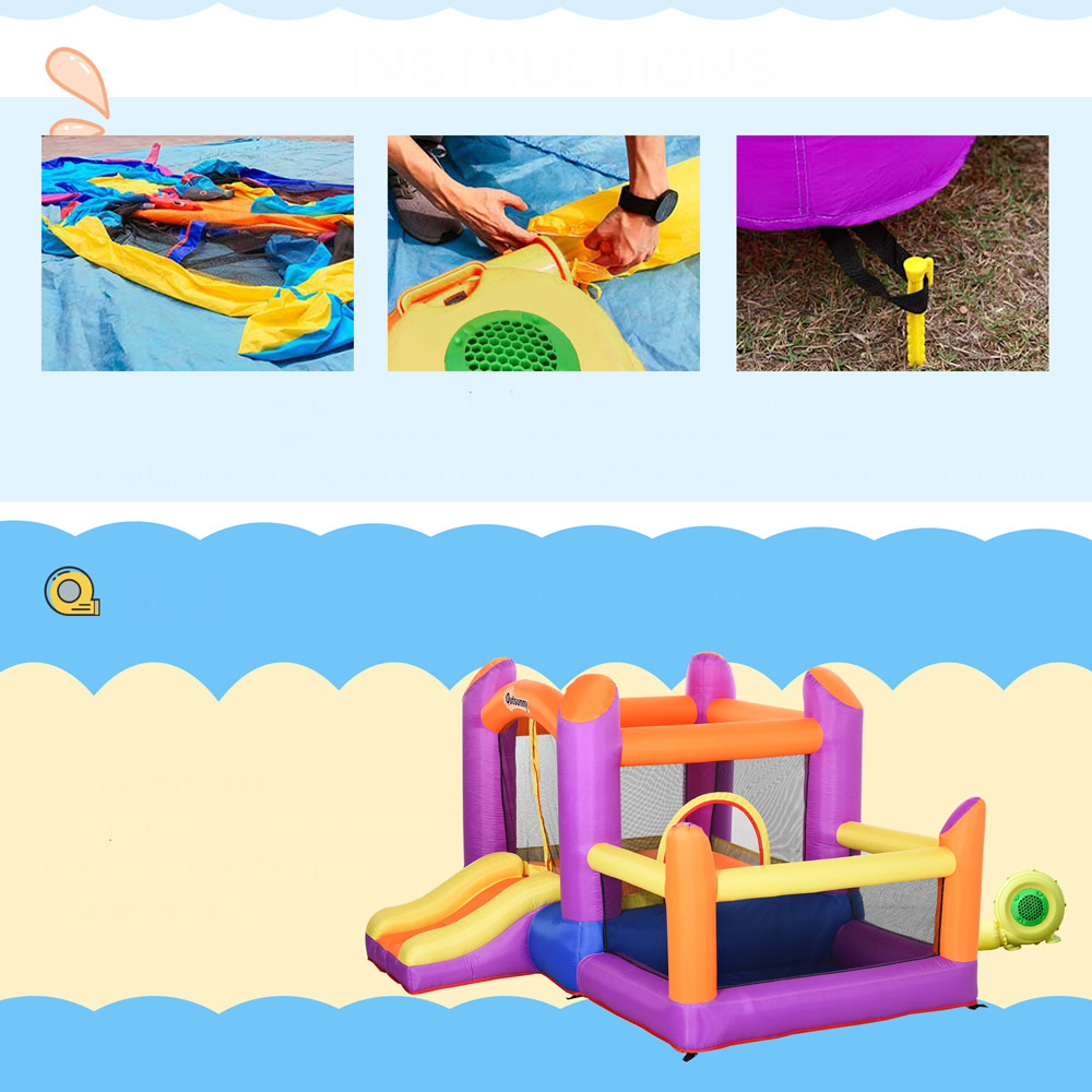 Outsunny Kids Bouncy Castle with Inflator Image 2