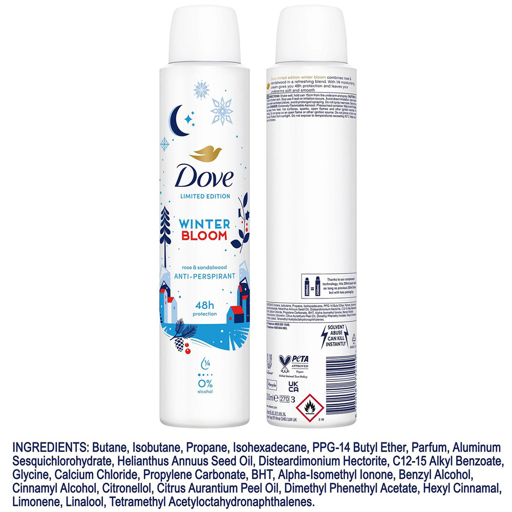 Dove Limited Edition Winter Bloom Antiperspirant Aerosol Deodorant 200ml 6 Pack Image 7