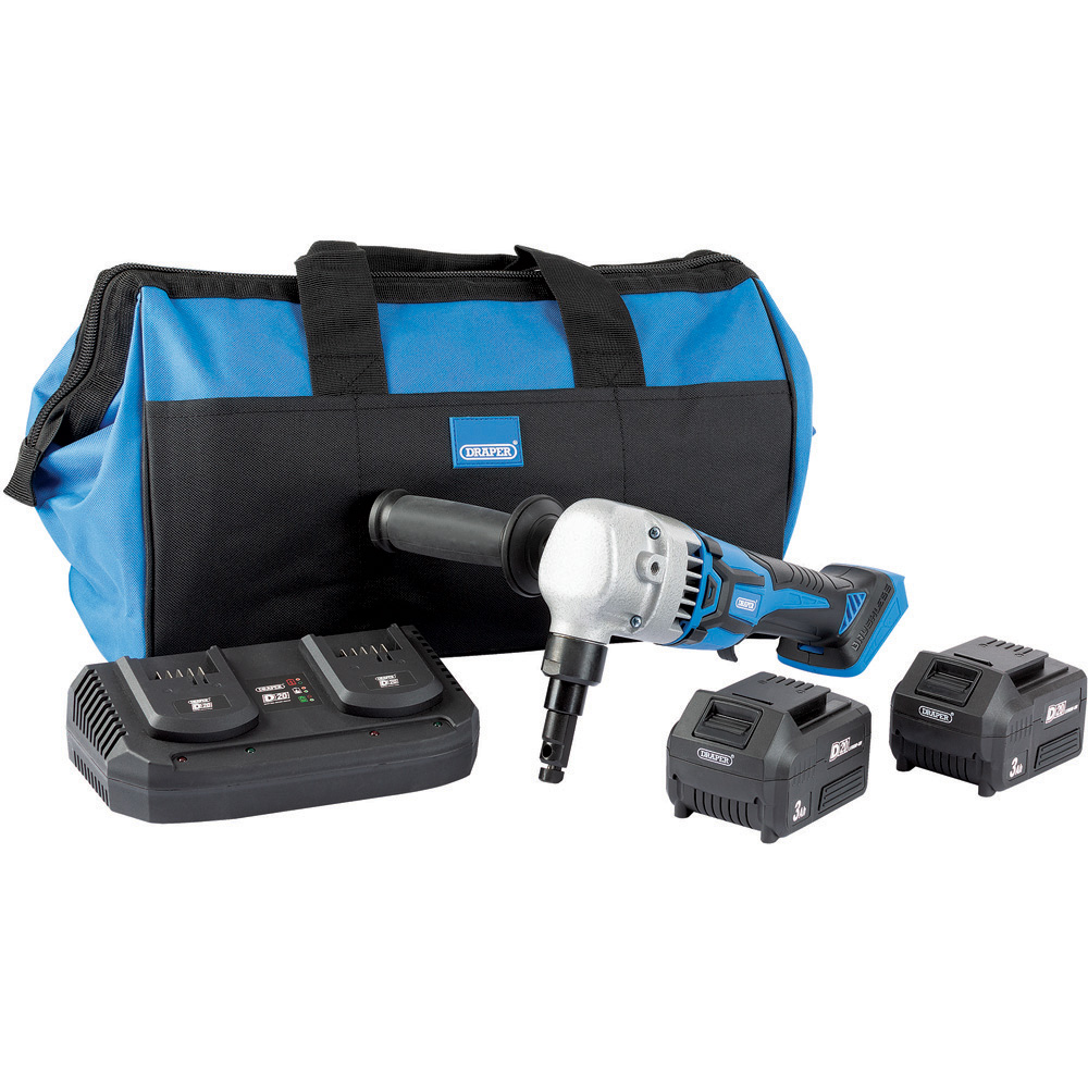 Draper D20 20V Brushless Nibbler with Batteries Twin Charger and Bag Image 1
