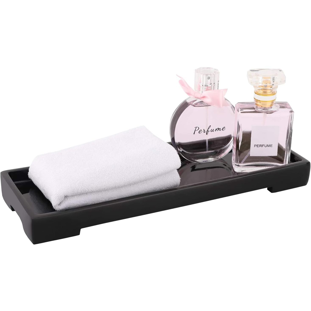 ATEK Large Black Multi-Purpose Resin Vanity Serving Tray Image 4
