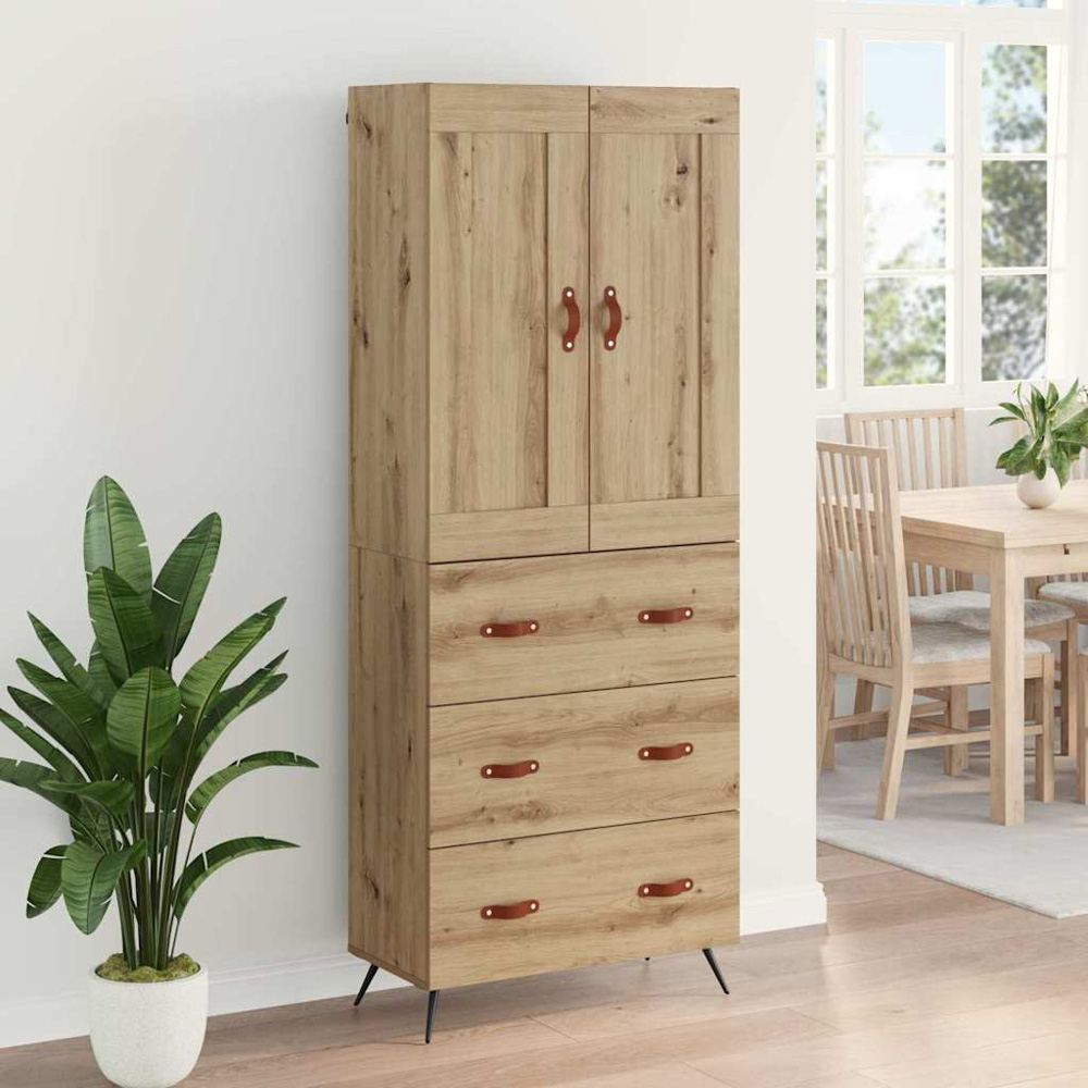 vidaXL 2 Door 3 Drawer Artisan Oak Sideboard Image 4