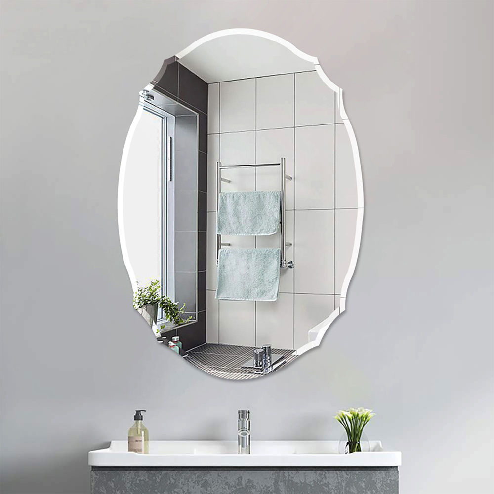 Living and Home Nordic Wall Mounted Ellipse Shaped Mirror with Beveled Edge Image 4