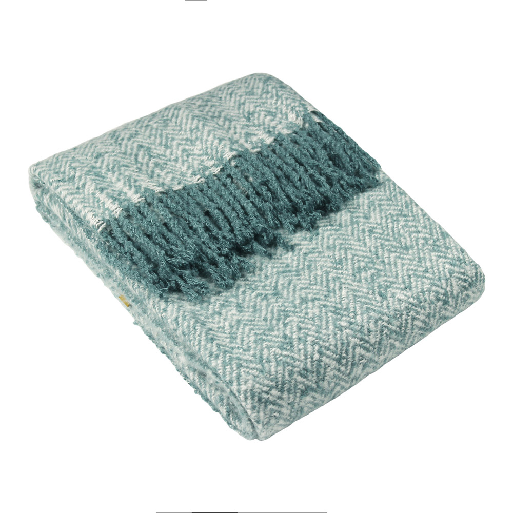 furn. Teal Weaver Herringbone Throw Image 1