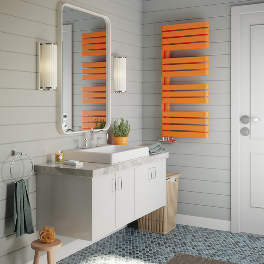 Terma Warp S Matt Orange Heated Towel Rail 2605 BTU 1110 x 500mm Image 7