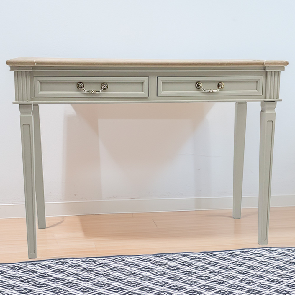 Acacia Home 2 Drawer Cream Wooden Hall Table Image 1