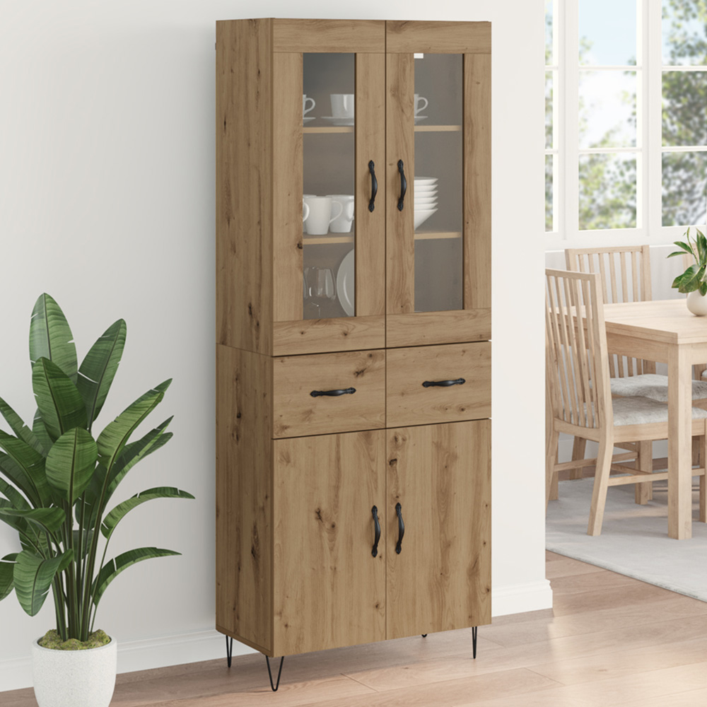 vidaXL 4 Door 2 Drawer Artisan Wood Sideboard Image