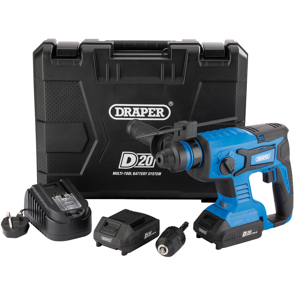 Draper D20 20V Brushless SDS Plus Rotary Hammer Drill with Batteries and Charger Image 1