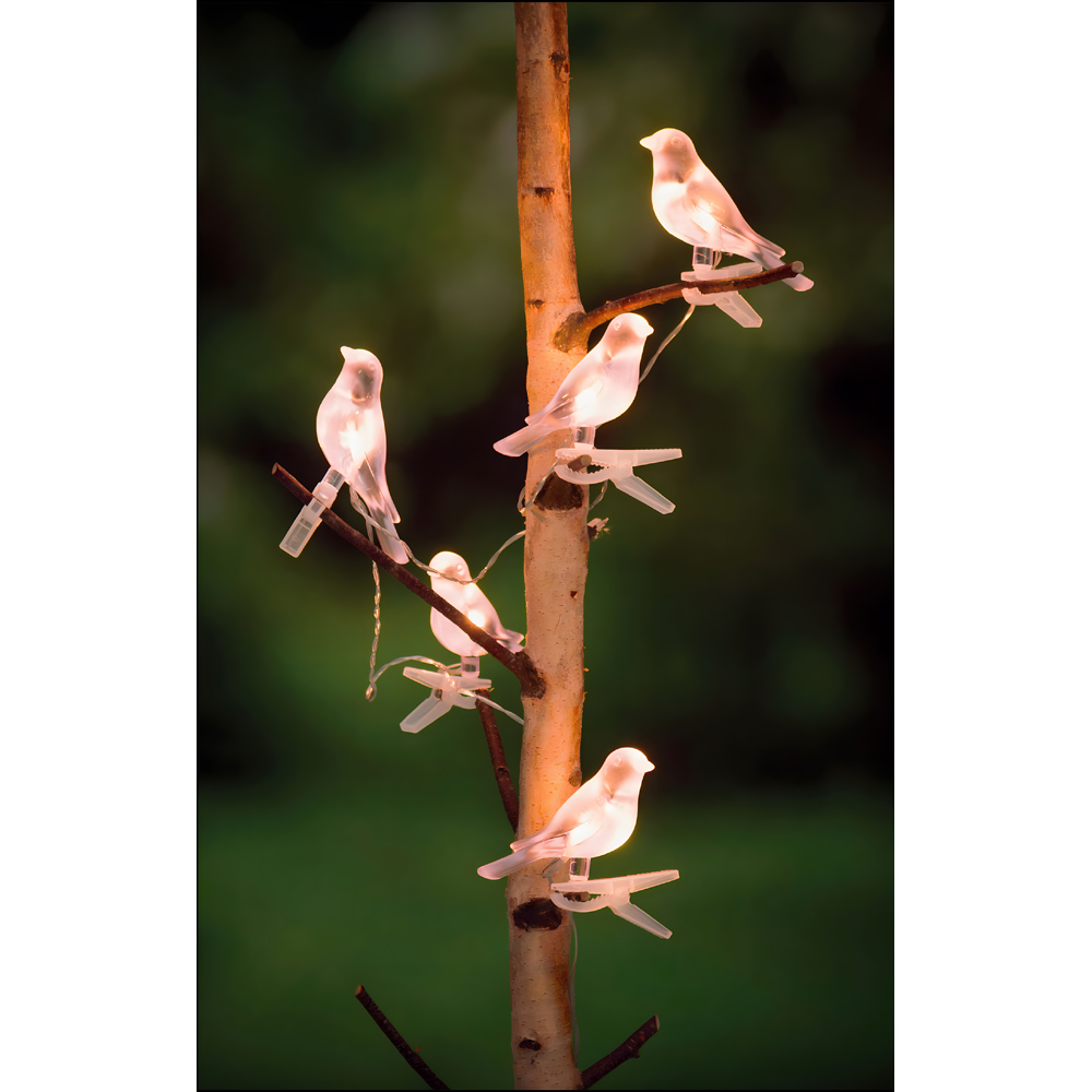 Avilo Hand-Painted Clip-On Bird Decoration with Solar Light 5 Pack Image 2