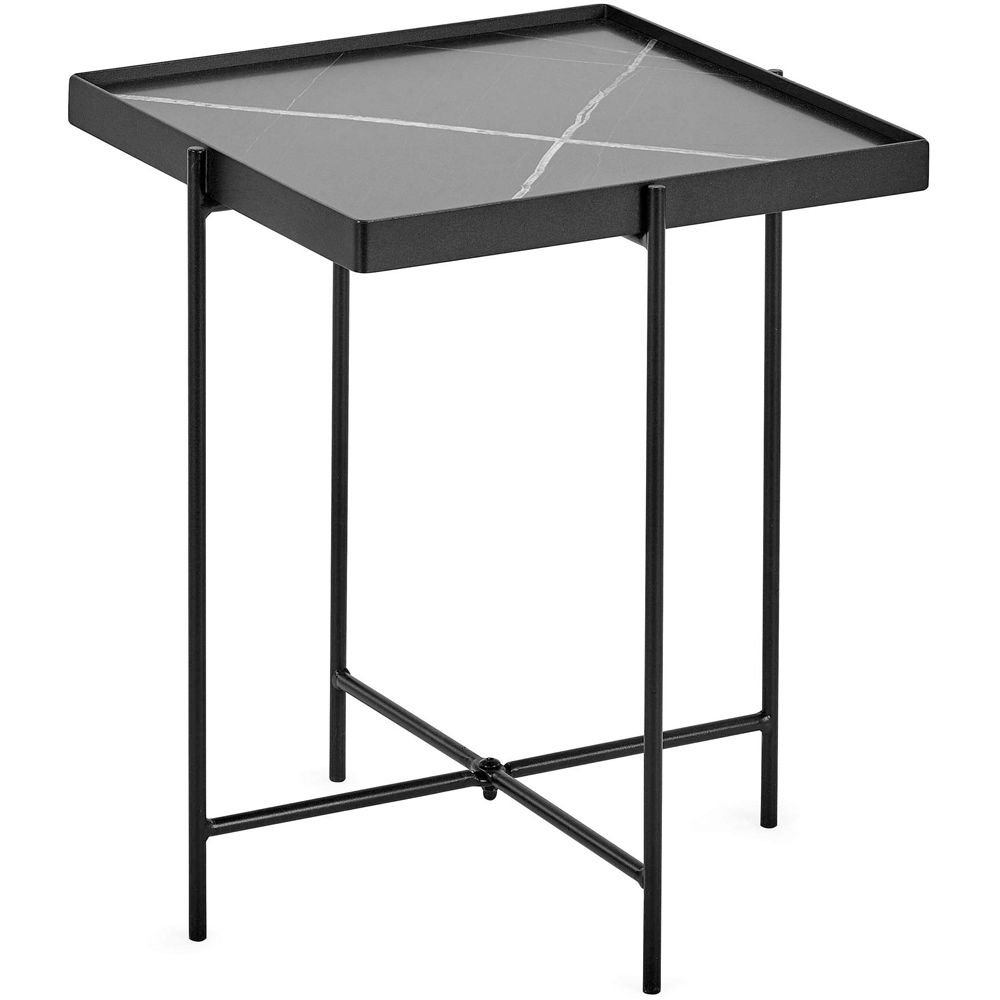 Julian Bowen Celia Black and White Marble Effect Square Side Table Image 2