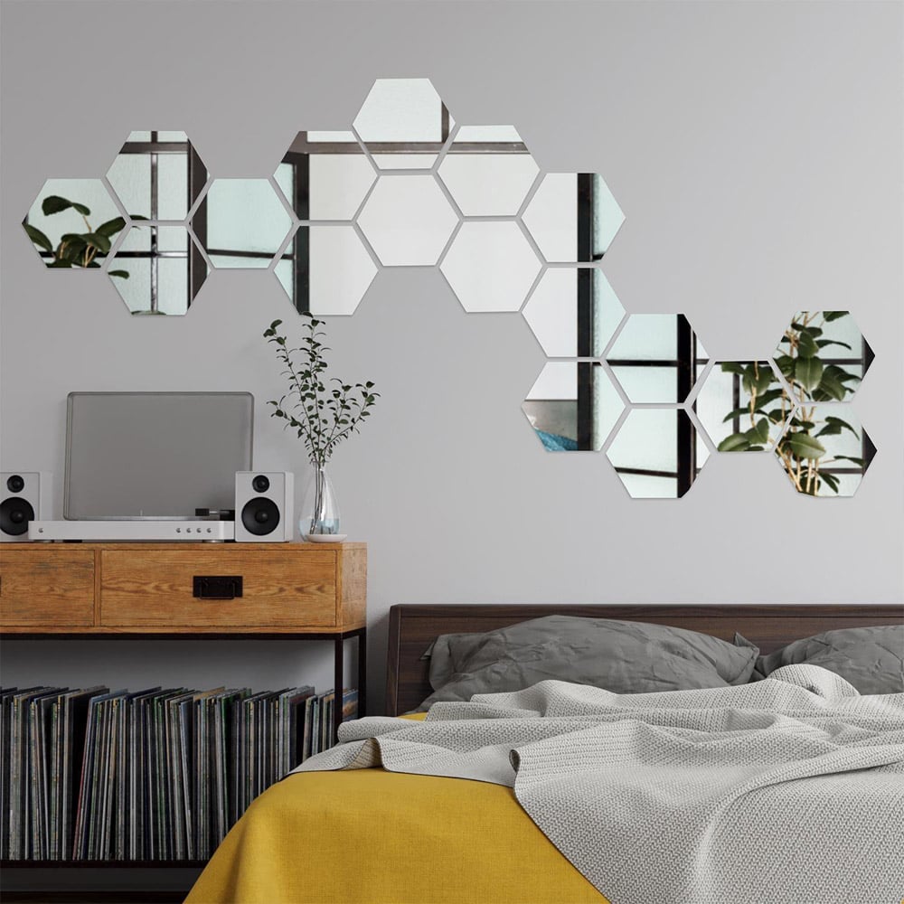 Walplus Hexagonal Wall Mirror Sticker 12 Pack Image 4