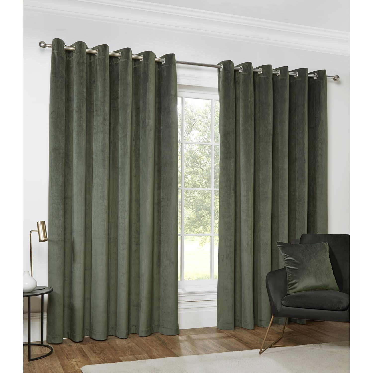 Vermont Velvet Blackout Curtains - Olive / 168cm / 229cm Image 2