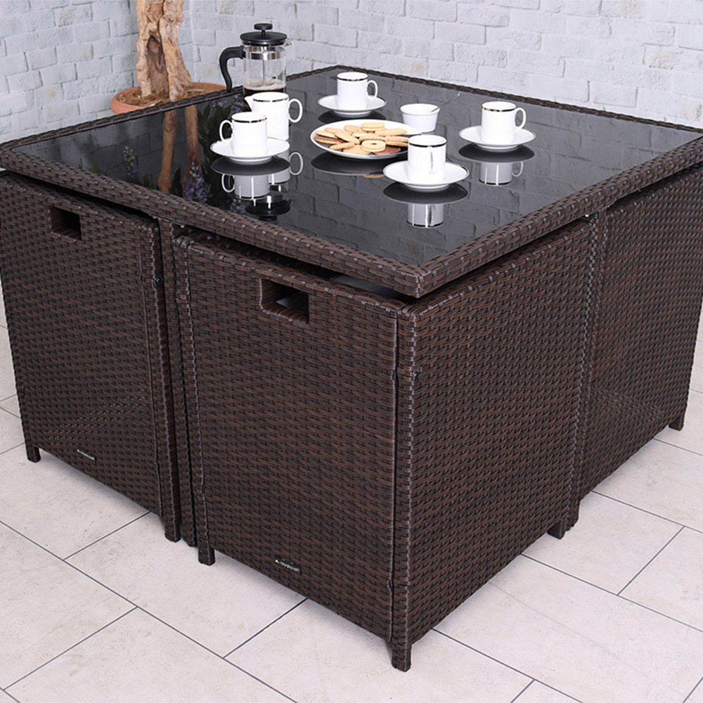 Royalcraft Nevada 4 Seater Cube Dining Set Brown Image 8