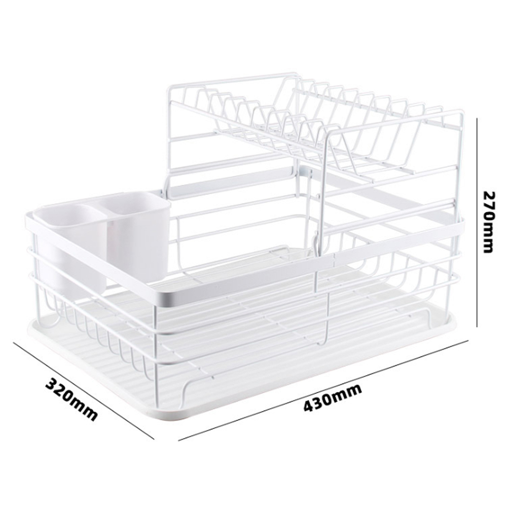 Living And Home WH0779 White Metal 2-Tier Dish Drainer Image 9