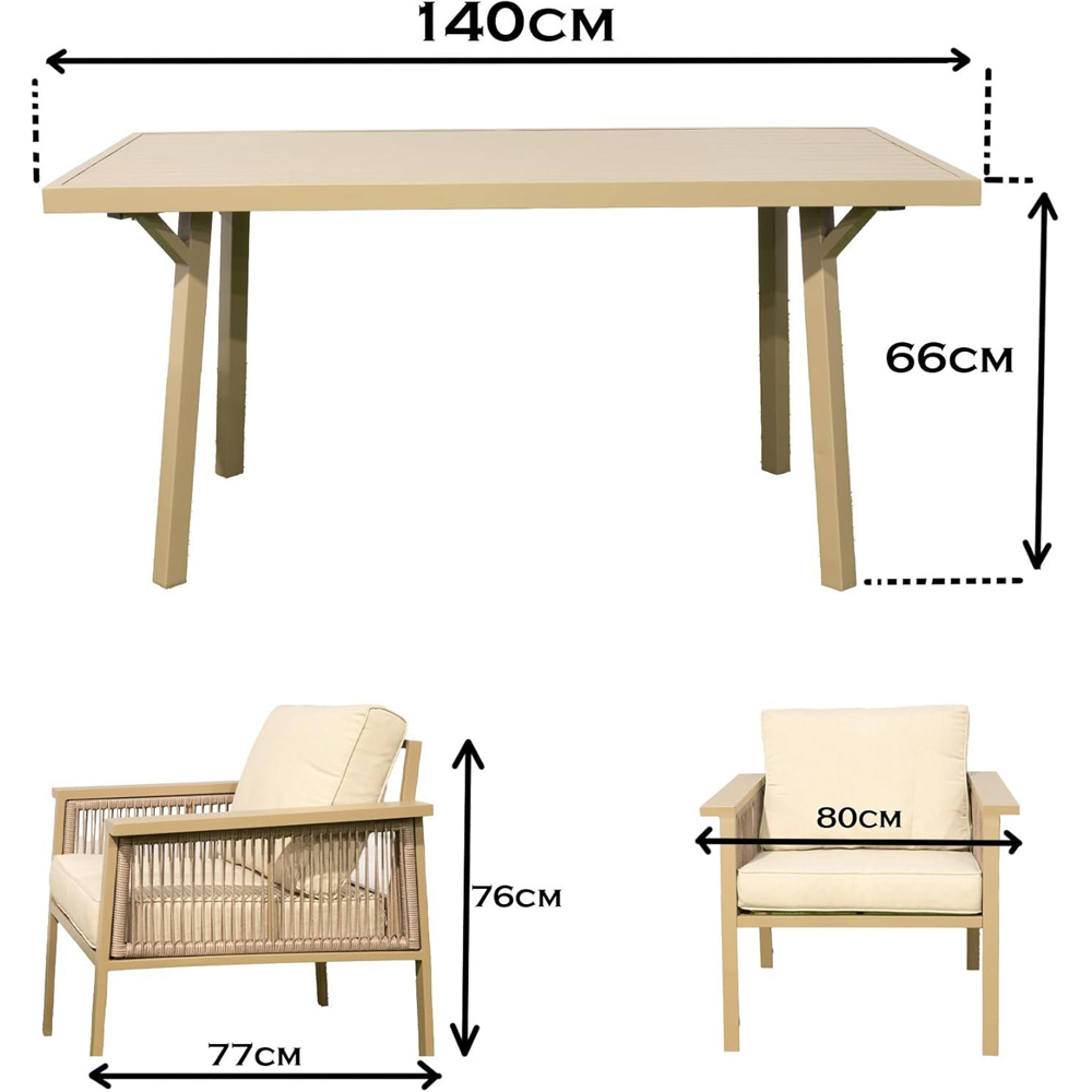 Shatchi 7 Seater Cream Outdoor Aluminium Sofa Set Image 8