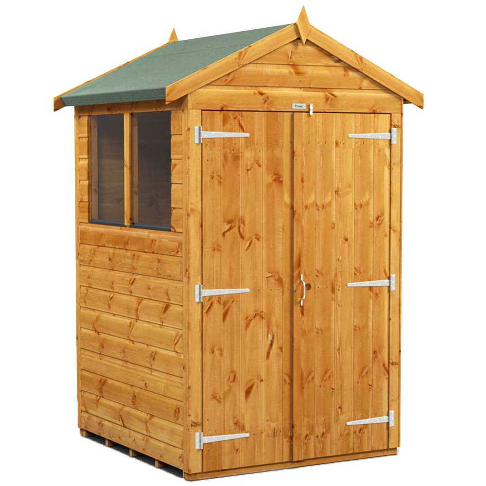 Power Sheds 4 x 4ft Double Door Apex Shed Image 1